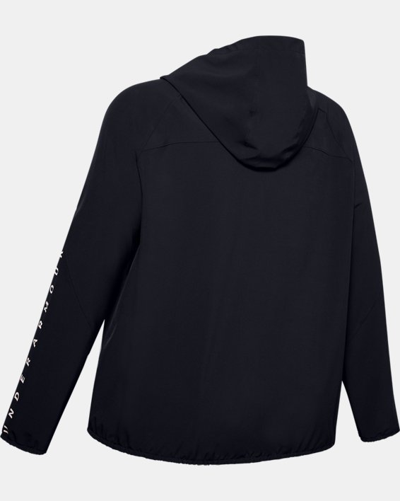 Women's UA Woven Branded Full Zip Hoodie, Black, pdpMainDesktop image number 5